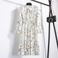 Load image into Gallery viewer, NIJIUDING Summer Autumn Chiffon Print Dress Casual Cute Women floral Long Bowknot Dresses Long Sleeve Vestido S-XL Size