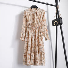 Load image into Gallery viewer, NIJIUDING Summer Autumn Chiffon Print Dress Casual Cute Women floral Long Bowknot Dresses Long Sleeve Vestido S-XL Size