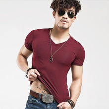 Load image into Gallery viewer, Men&#39;s Tops Tees 2018 summer new cotton v neck short sleeve t shirt men fashion trends fitness tshirt free shipping LT39 size 5XL