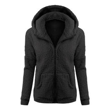 Load image into Gallery viewer, Women Solid Color Coat Thicken Soft Fleece Winter Autumn Warm Jacket Hooded Zipper Overcoat Female Fashion Casual Outwear Coat