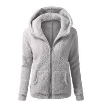 Load image into Gallery viewer, Women Solid Color Coat Thicken Soft Fleece Winter Autumn Warm Jacket Hooded Zipper Overcoat Female Fashion Casual Outwear Coat