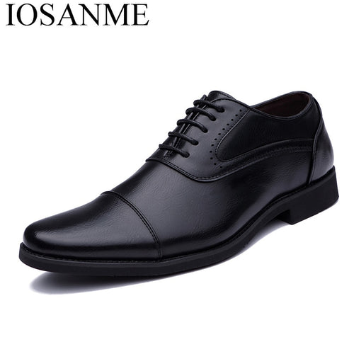 men leather working shoes luxury brand italian eurpean style pointed toe elegant male footwear dress formal oxford shoes for men