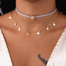 Load image into Gallery viewer, Gold color Choker Necklace for women Long moon Tassel Pendant Chain Necklaces &amp; Pendants Laces velvet chokers Fashion Jewelry