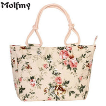 Load image into Gallery viewer, 2018 Fashion Folding Women Big Size Handbag Tote Ladies Casual Flower Printing Canvas Graffiti Shoulder Bag Beach Bolsa Feminina