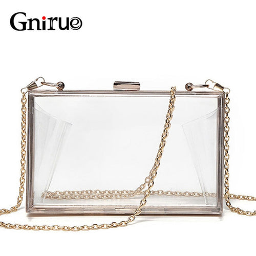 Acrylic Transparent Clutch Chain Box Women Shoulder Bags Hard Day Clutches Bags Wedding Party Evening Purse 5 Colors