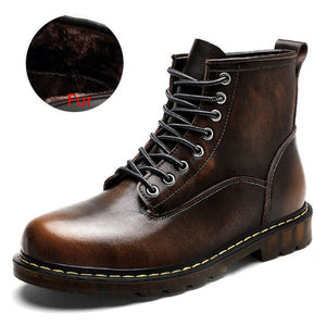 Vancat High Quality Genuine leather Autumn Men Boots Winter Waterproof Ankle Boots  Martin Boots Outdoor Working Boots Men Shoes