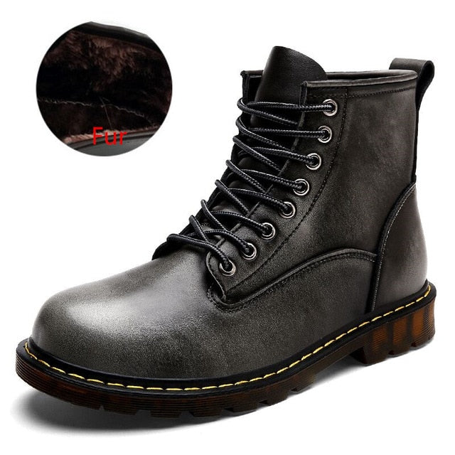 Vancat High Quality Genuine leather Autumn Men Boots Winter Waterproof Ankle Boots  Martin Boots Outdoor Working Boots Men Shoes