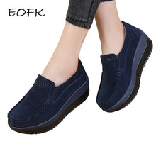 Load image into Gallery viewer, EOFK Women Flats Platform Loafers Ladies Elegant Genuine Leather Moccasins Shoes Woman Autumn Slip On Casual Women&#39;s Shoes