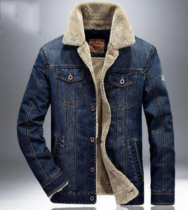 M-6XL men jacket and coats brand clothing denim jacket Fashion mens jeans jacket thick warm winter outwear male cowboy YF055