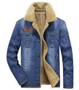 M-6XL men jacket and coats brand clothing denim jacket Fashion mens jeans jacket thick warm winter outwear male cowboy YF055