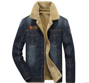 M-6XL men jacket and coats brand clothing denim jacket Fashion mens jeans jacket thick warm winter outwear male cowboy YF055