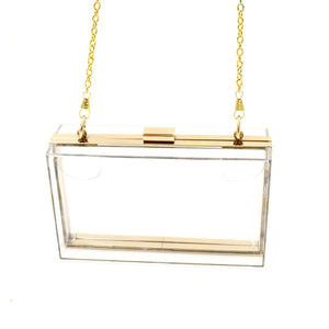 Acrylic Transparent Clutch Chain Box Women Shoulder Bags Hard Day Clutches Bags Wedding Party Evening Purse 5 Colors