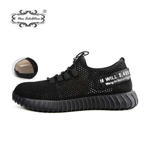 New exhibition breathable safety shoes men's Lightweight summer anti-smashing piercing work sandals Single mesh sneakers  35-46