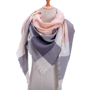 Designer 2018 knitted spring winter women scarf plaid warm cashmere scarves shawls luxury brand neck bandana  pashmina lady wrap