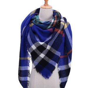 Designer 2018 knitted spring winter women scarf plaid warm cashmere scarves shawls luxury brand neck bandana  pashmina lady wrap