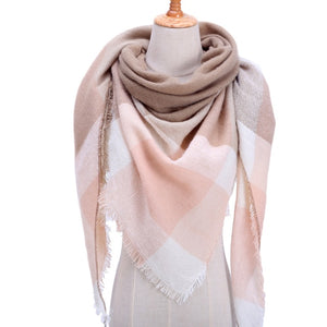 Designer 2018 knitted spring winter women scarf plaid warm cashmere scarves shawls luxury brand neck bandana  pashmina lady wrap