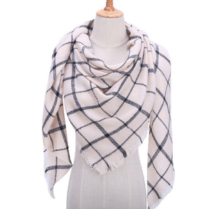 Designer 2018 knitted spring winter women scarf plaid warm cashmere scarves shawls luxury brand neck bandana  pashmina lady wrap