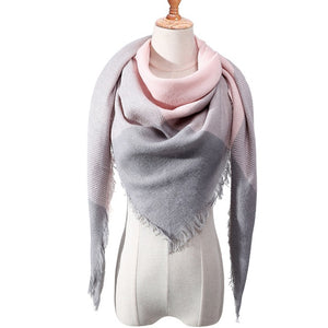 Designer 2018 knitted spring winter women scarf plaid warm cashmere scarves shawls luxury brand neck bandana  pashmina lady wrap