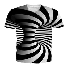 Load image into Gallery viewer, Alisister Black And White Vertigo Hypnotic Printing T Shirt Unisxe Funny Short Sleeved Tees Men/women Tops Men&#39;s 3D T-shirt