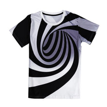 Load image into Gallery viewer, Alisister Black And White Vertigo Hypnotic Printing T Shirt Unisxe Funny Short Sleeved Tees Men/women Tops Men&#39;s 3D T-shirt