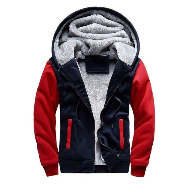 LBL Casual Mens Fleece Warm Hoodies Winter Outwear Thicken Jacket Men Slim Fit Zipper Hooded Hoody Man Streetwear Tracksuit Male