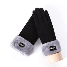 Load image into Gallery viewer, New Winter Female Lace Warm Cashmere Three Ribs Cute Bear Mittens Double thick Plush Wrist Women Touch Screen Driving Gloves 81C