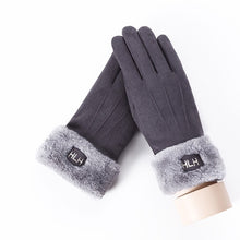 Load image into Gallery viewer, New Winter Female Lace Warm Cashmere Three Ribs Cute Bear Mittens Double thick Plush Wrist Women Touch Screen Driving Gloves 81C