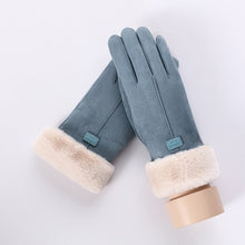 Load image into Gallery viewer, New Winter Female Lace Warm Cashmere Three Ribs Cute Bear Mittens Double thick Plush Wrist Women Touch Screen Driving Gloves 81C