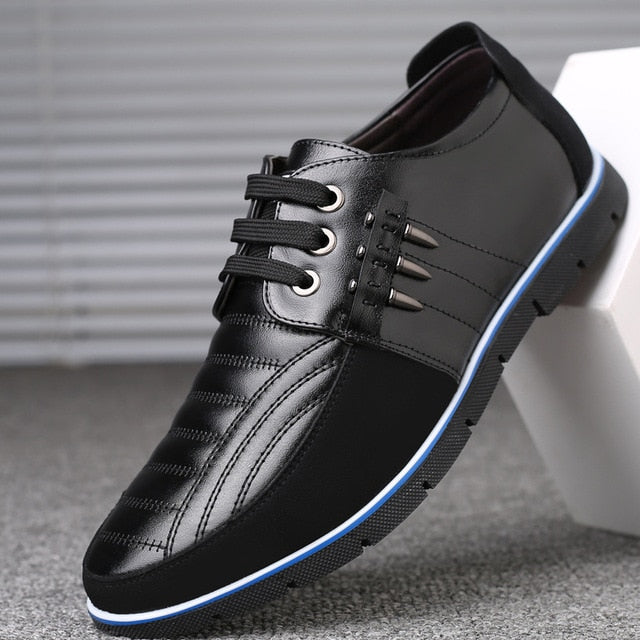 REETENE Plus Size 37-48 Leather Casual Shoes Men High Quality Leather Men Casual Shoes Autumn Leather Shoes For Men Flat Shoes