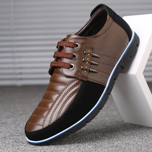 REETENE Plus Size 37-48 Leather Casual Shoes Men High Quality Leather Men Casual Shoes Autumn Leather Shoes For Men Flat Shoes