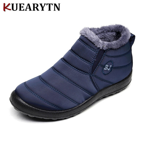 New Fashion Men Winter Shoes Solid Color Snow Boots Plush Inside Antiskid Bottom Keep Warm Waterproof Ski Boots Size 35 - 46