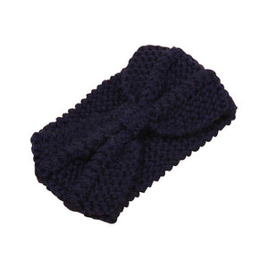 Winter Warmer Ear Knitted Headband Turban For Lady Women Crochet Bow Wide Stretch Hairband Headwrap Hair Accessories