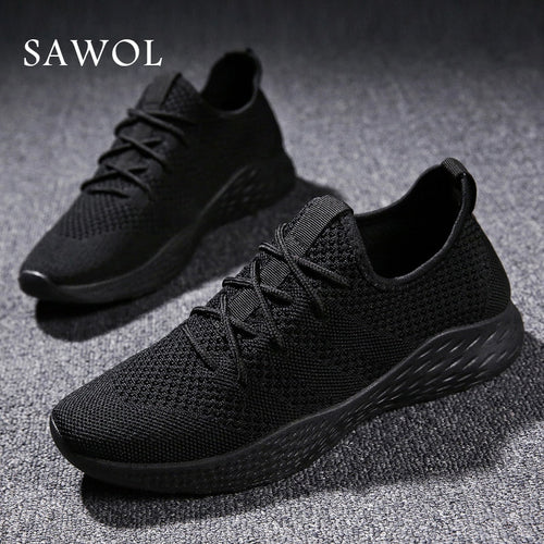 Men Casual Shoes Brand Men Shoes Men Sneakers Flats Mesh Slip On Loafers Fly Knit Breathable Plus Big Size Spring Autumn Sawol