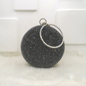 Crystal bag simple bridal wedding purse shining crossbody bag women evening party crystal shoulder bag diamonds circle round bag