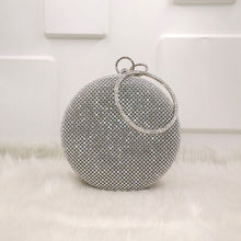 Load image into Gallery viewer, Crystal bag simple bridal wedding purse shining crossbody bag women evening party crystal shoulder bag diamonds circle round bag