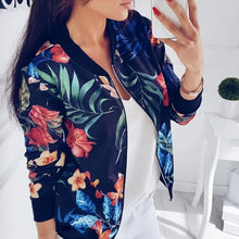 Load image into Gallery viewer, Women Coat Fashion Ladies Retro Floral Print Zipper Up Casual Coat 2018 Autumn Plus Size Outwear Women Bomber Jacket 5XL