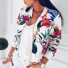 Load image into Gallery viewer, Women Coat Fashion Ladies Retro Floral Print Zipper Up Casual Coat 2018 Autumn Plus Size Outwear Women Bomber Jacket 5XL