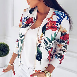 Women Coat Fashion Ladies Retro Floral Print Zipper Up Casual Coat 2018 Autumn Plus Size Outwear Women Bomber Jacket 5XL