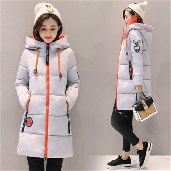 Parka Women 2018 Winter Jacket Women Coat Hooded Outwear Female Parka Thick Cotton Padded Lining Winter Female Basic Coats Z30