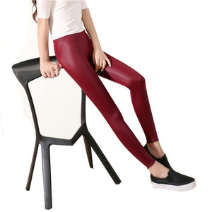 S-3XL New Autumn 2018 Fashion Faux Leather Sexy Thin Black Leggings Calzas Mujer Leggins Leggings Stretchy Plus Size 4XL 5XL