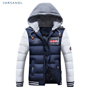 Varsanol Winter Mens Jackets Casual New Hooded Thick Padded Men's parkas Jacket Coats Warm Zipper Slim Tops Outwear 3xl