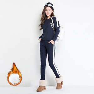 Autumn Women Set Tracksuit Long Sleeve Stitching Sweatshirts Casual Suit Winter Clothes Two Piece Set Tops Pants Sporting Female