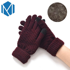 Miya Mona Hot Selling New Women Warm Winter Knitted Full Finger Gloves Mittens Girl Female Solid Woolen Gloves Screen Luvas