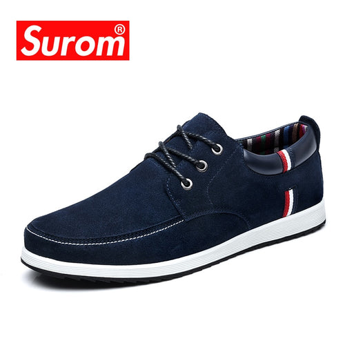 SUROM Men's Leather Casual Shoes Moccasins Men Loafers Luxury Brand Spring New Fashion Sneakers Male Boat Shoes Suede Krasovki