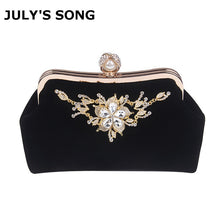 Load image into Gallery viewer, Female Velvet Diamond Pearl Handbag Vintage Velour Crystal Flower Evening Bag Wedding Party Bride Clutch Velour Bag Purse