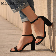 Load image into Gallery viewer, MCCKLE Chunky Heel Women Ankle Strap Gladiator Sandals Women&#39;s Summer Shoes Fashion Female Sandilas Cover Heel Flock Party Shoes