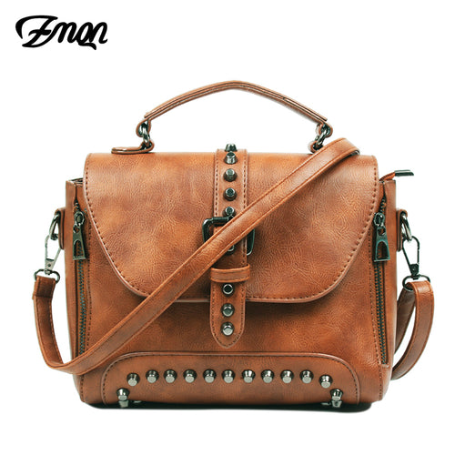 ZMQN Crossbody Bags For Women Messenger Bags 2018 Vintage Leather Bags Handbags Women Famous Brand Rivet Small Shoulder Sac A522