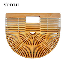 Load image into Gallery viewer, Women Handbag Female Big Travel Vacation Totes Bamboo Handbag For Ladies Handmade Woven Beach Bag Women Summer Women&#39;s Purse