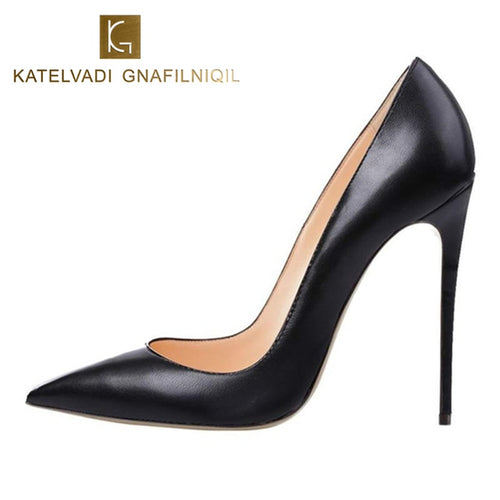 Brand Shoes Woman High Heels Women Shoes Pumps Stilettos Shoes For Women Black High Heels 12CM PU Leather Wedding Shoes B-0051