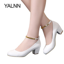 Load image into Gallery viewer, YALNN New Women&#39;s High Heels Pumps Sexy Bride Party Thick Heel Round Toe leather High Heel Shoes for office lady Women